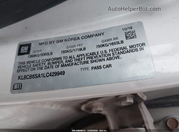 KL8CB6SA1LC429949 2020 CHEVROLET SPARK Brown Vista del compartimento del motor