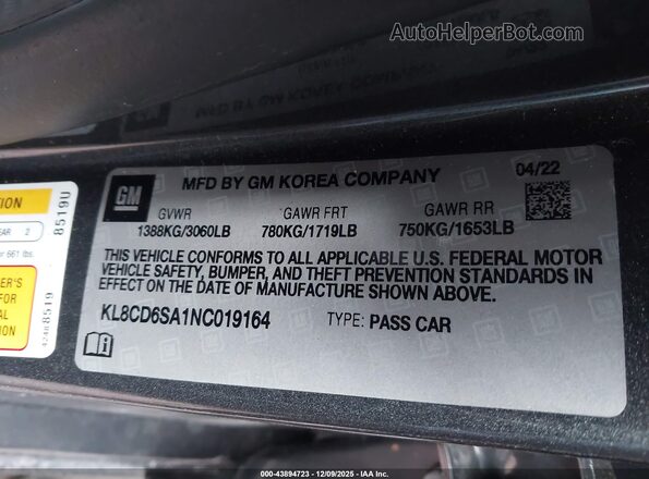 KL8CD6SA1NC019164 2022 CHEVROLET SPARK Gray Շարժիչի բաժամունքի տեսք