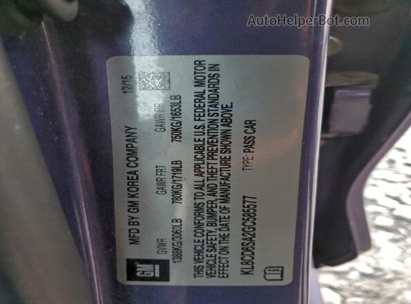 KL8CD6SA2GC585577 2016 CHEVROLET SPARK Blue Widok komory silnika