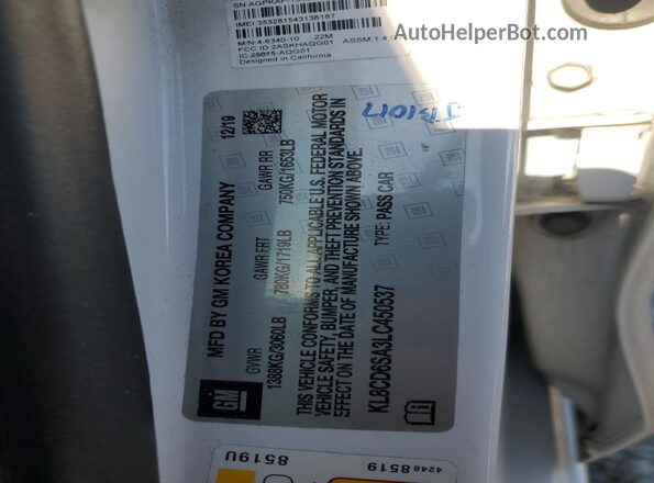 KL8CD6SA3LC450537 2020 CHEVROLET SPARK White Engine compartment view