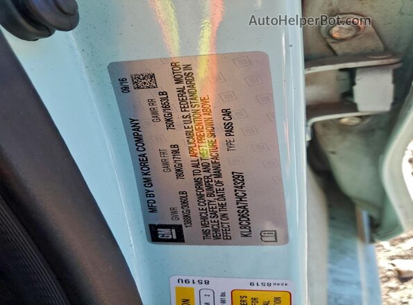KL8CD6SA7HC743297 2017 CHEVROLET SPARK Turquoise Widok komory silnika