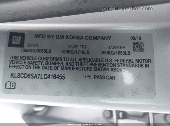 KL8CD6SA7LC416455 2020 CHEVROLET SPARK Silver Շարժիչի բաժամունքի տեսք