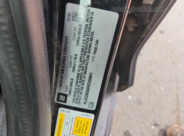 KL8CD6SA8NC034941 2022 CHEVROLET SPARK Black Vista del compartimento del motor