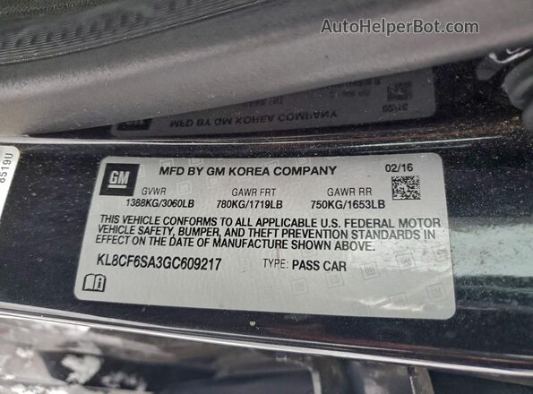 KL8CF6SA3GC609217 2016 CHEVROLET SPARK Black Vista de la etiqueta del VIN