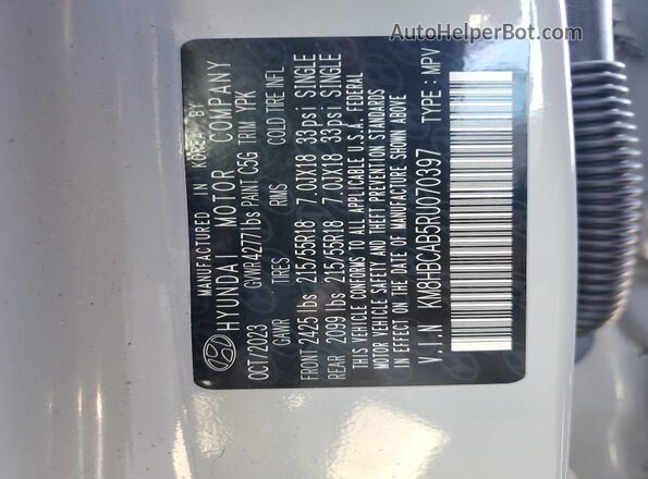 KM8HBCAB5RU070397 2024 HYUNDAI KONA Silver Vista de la etiqueta del VIN