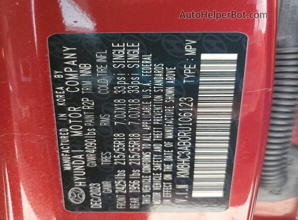 KM8HC3AB0RU106123 2024 HYUNDAI KONA Maroon Widok wnętrza 360 stopni