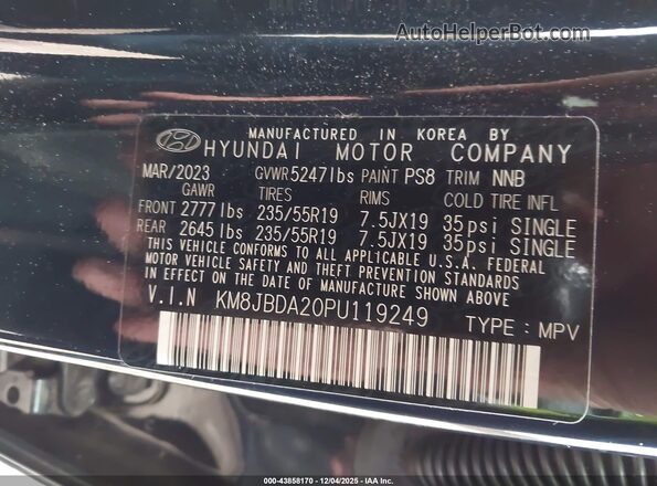 KM8JBDA20PU119249 2023 HYUNDAI TUCSON PLUG-IN HYBRID Blue Vista del compartimento del motor