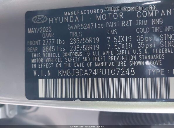KM8JBDA24PU107248 2023 HYUNDAI TUCSON PLUG-IN HYBRID Серебряный Вид подкапотного пространства