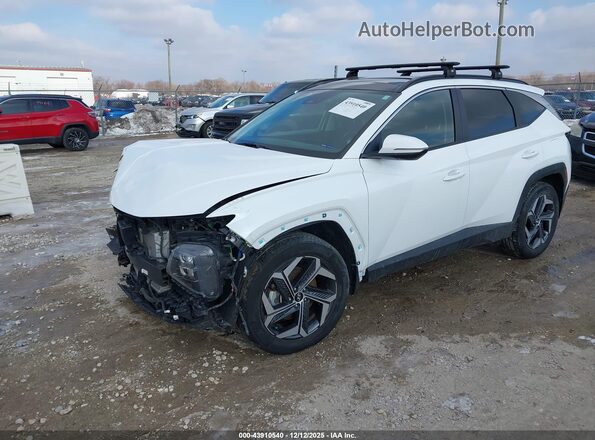 KM8JFCA18NU077481 2022 HYUNDAI TUCSON HYBRID White Առջևի ձախ երեք քառորդ տեսարան