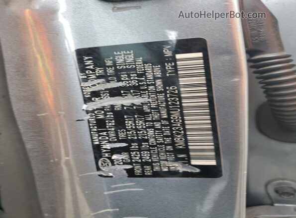 KM8K23AG9MU123726 2021 HYUNDAI KONA Gray Widok naklejki z numerem VIN