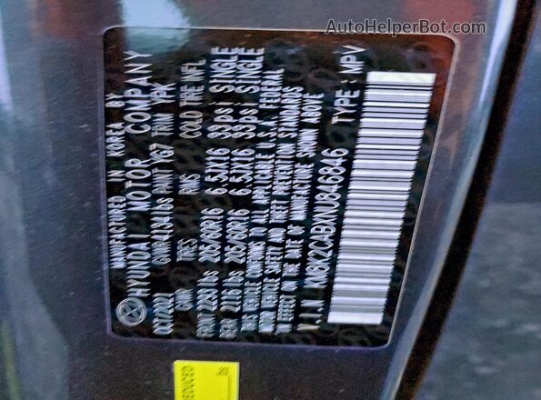 KM8K2CABXNU846846 2022 HYUNDAI KONA Gray Widok naklejki z numerem VIN