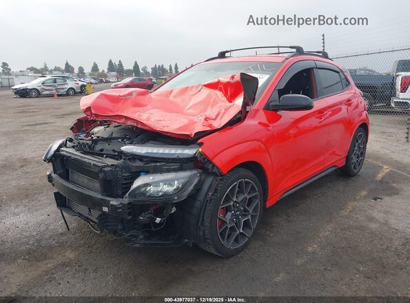 KM8KH3AC8NU002375 2022 HYUNDAI KONA N Red წინა მარცხენა ხედი სამი მეოთხედიდან
