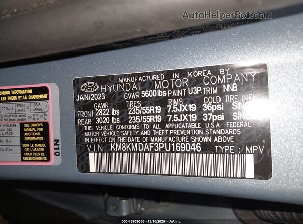 KM8KMDAF3PU169046 2023 HYUNDAI IONIQ 5 Blue Vista del compartimento del motor