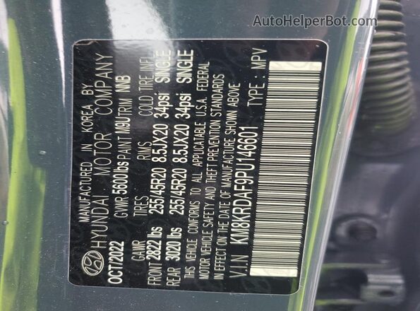 KM8KRDAF9PU146601 2023 HYUNDAI IONIQ Gray Vista de la etiqueta del VIN