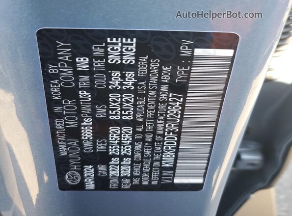 KM8KRDDF3RU296427 2024 HYUNDAI IONIQ Blue VIN կոդի պիտակի տեսք