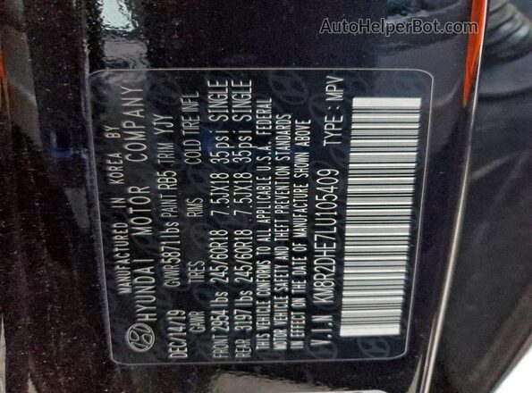 KM8R2DHE7LU105409 2020 HYUNDAI PALISADE Black Вид наклейки з VIN-кодом