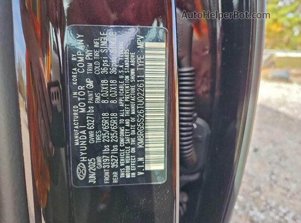 KM8RG5S26TU022611 2026 HYUNDAI PALISADE Black VIN კოდის სტიკერის ხედი
