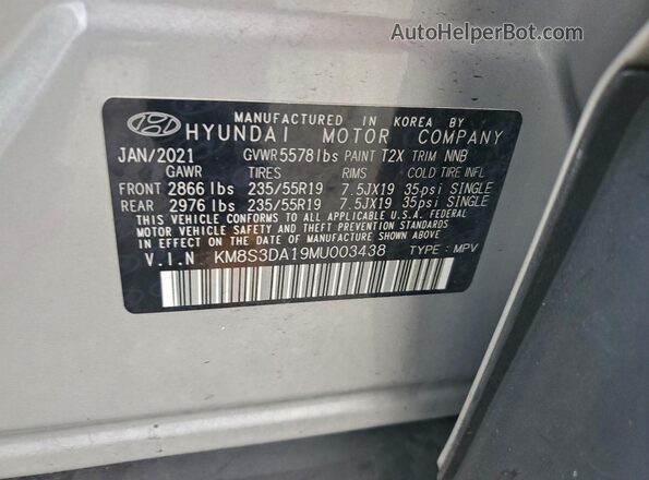 KM8S3DA19MU003438 2021 HYUNDAI SANTA Silver 