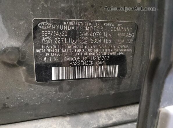 KMHC05LC5LU235762 2020 HYUNDAI IONIQ Gray 