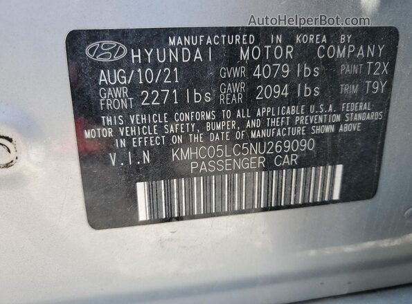 KMHC05LC5NU269090 2022 HYUNDAI IONIQ Silver 