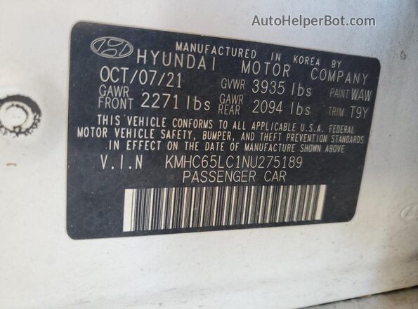 KMHC65LC1NU275189 2022 HYUNDAI IONIQ White Вид підкапотного простору