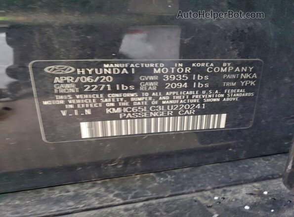 KMHC65LC3LU220241 2020 HYUNDAI IONIQ Black 
