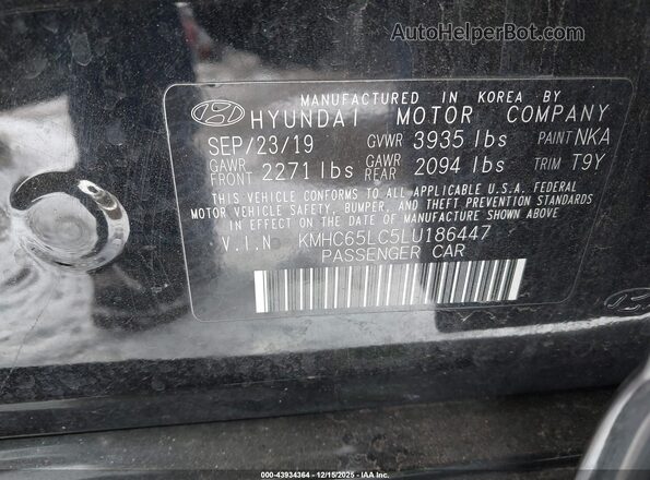 KMHC65LC5LU186447 2020 HYUNDAI IONIQ HYBRID Black ძრავის განყოფილების ხედი