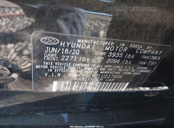 KMHC65LC7LU227404 2020 HYUNDAI IONIQ HYBRID Black Engine compartment view