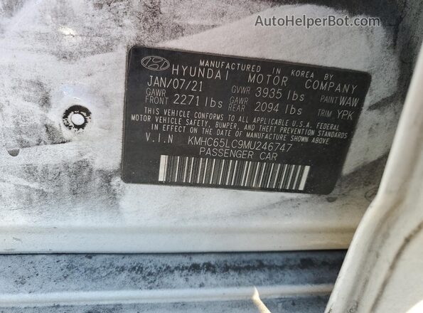 KMHC65LC9MU246747 2021 HYUNDAI IONIQ White 