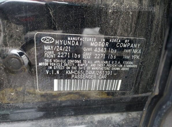 KMHC65LD4MU261391 2021 HYUNDAI IONIQ Black 