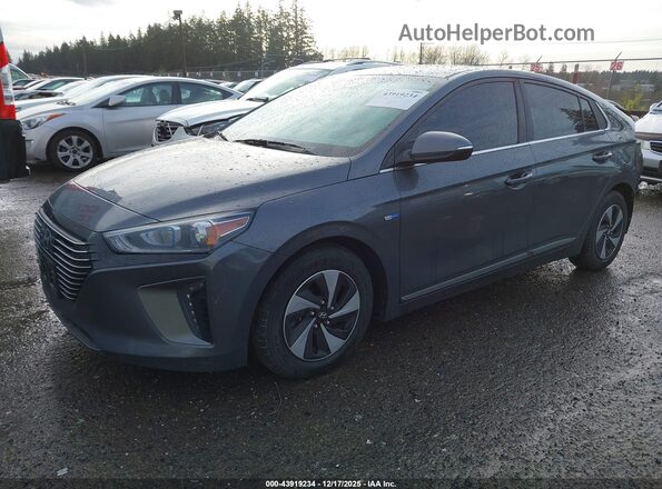 KMHC75LC2KU114696 2019 HYUNDAI IONIQ HYBRID Gray Առջևի ձախ երեք քառորդ տեսարան