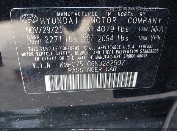 KMHC75LC6NU282507 2022 HYUNDAI IONIQ HYBRID Black Շարժիչի բաժամունքի տեսք