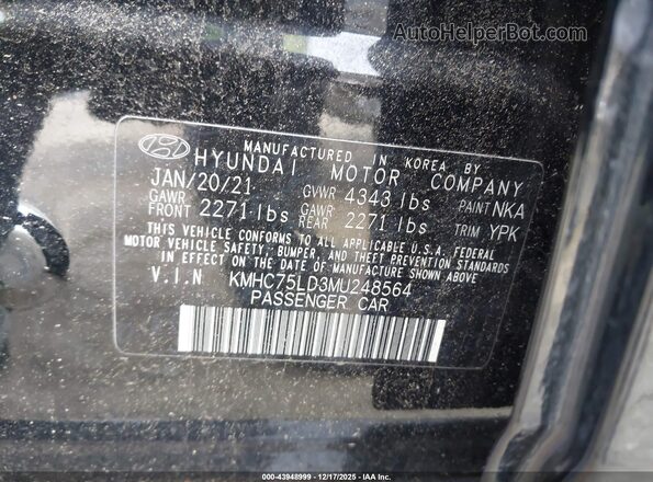 KMHC75LD3MU248564 2021 HYUNDAI IONIQ PLUG-IN HYBRID Black 