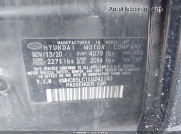 KMHC85LC1LU242183 2020 HYUNDAI IONIQ HYBRID Gray ძრავის განყოფილების ხედი