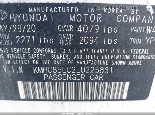 KMHC85LC2LU225831 2020 HYUNDAI IONIQ HYBRID White Engine compartment view