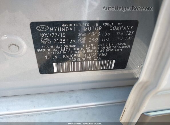 KMHC85LJ4LU061660 2020 HYUNDAI IONIQ ELECTRIC Silver Engine compartment view