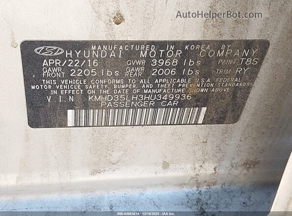 KMHD35LH3HU349936 2017 HYUNDAI ELANTRA GT Серебряный Вид подкапотного пространства