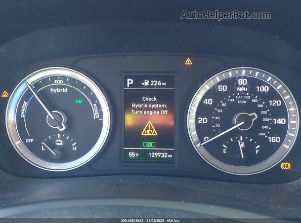 KMHE24L33KA093599 2019 HYUNDAI SONATA HYBRID Gray უკანა სავარძლების ხედი