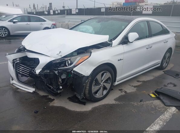 KMHE34L13GA009610 2016 HYUNDAI SONATA HYBRID White Передня ліва чверть
