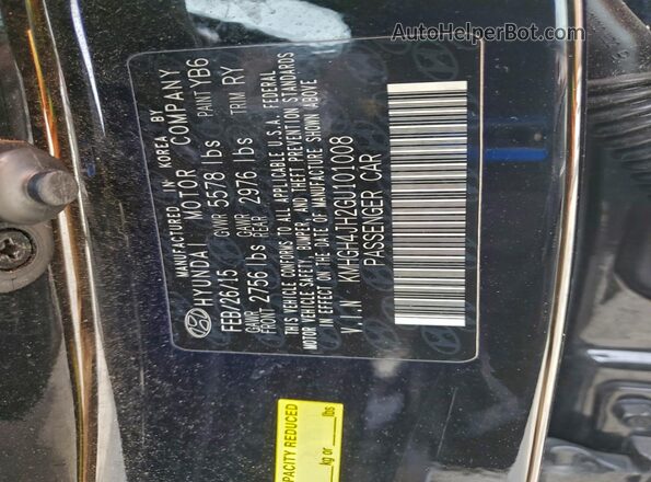 KMHGH4JH2GU101008 2016 HYUNDAI EQUUS Black Շարժիչի բաժամունքի տեսք