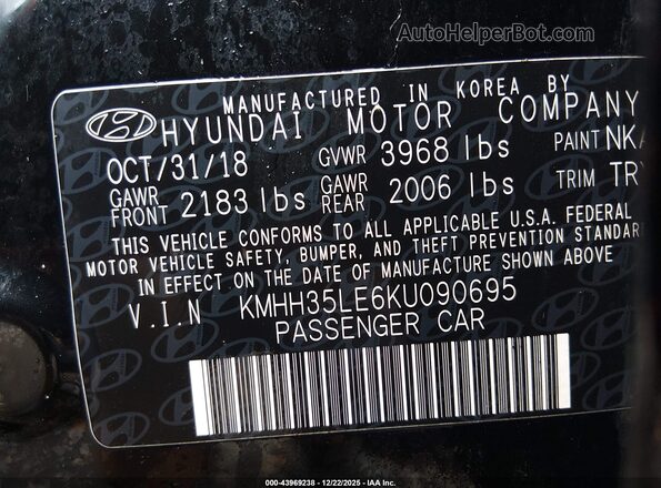 KMHH35LE6KU090695 2019 HYUNDAI ELANTRA GT Black Вид підкапотного простору