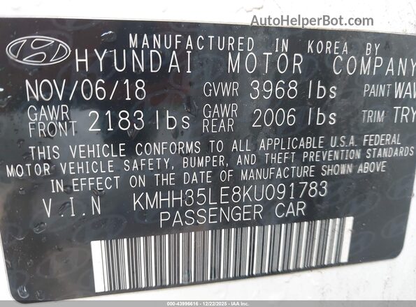 KMHH35LE8KU091783 2019 HYUNDAI ELANTRA GT White Շարժիչի բաժամունքի տեսք
