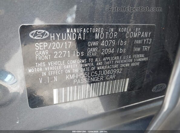 KMHH55LC5JU040992 2018 HYUNDAI ELANTRA GT Gray Engine compartment view