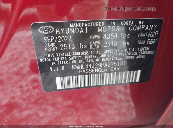 KMHL44J29PA275181 2023 HYUNDAI SONATA Red ძრავის განყოფილების ხედი