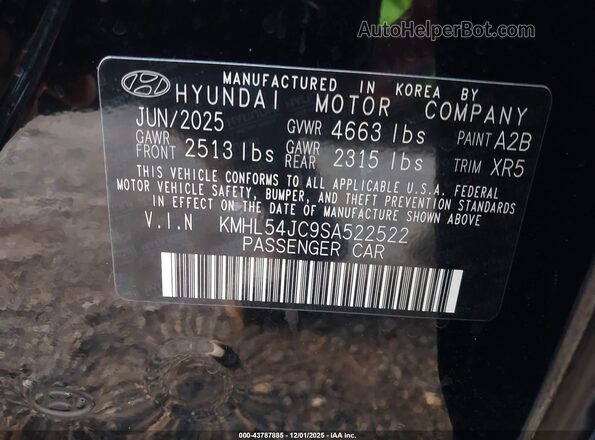 KMHL54JC9SA522522 2025 HYUNDAI SONATA Black Vista del compartimento del motor