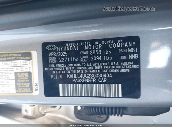 KMHLL4DG2SU030434 2025 HYUNDAI ELANTRA Gray ძრავის განყოფილების ხედი