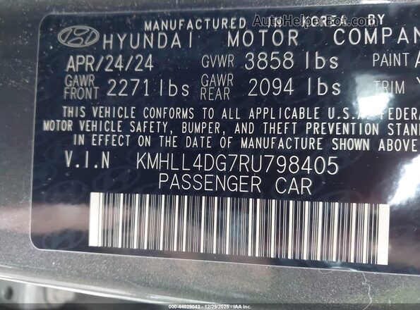 KMHLL4DG7RU798405 2024 HYUNDAI ELANTRA Gray 