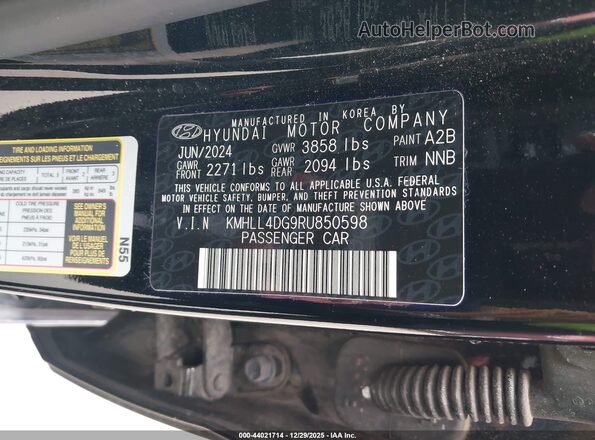 KMHLL4DG9RU850598 2024 HYUNDAI ELANTRA Black Շարժիչի բաժամունքի տեսք