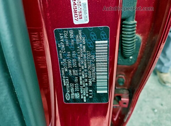 KMHLR4AF2NU327007 2022 HYUNDAI ELANTRA Burgundy Engine compartment view