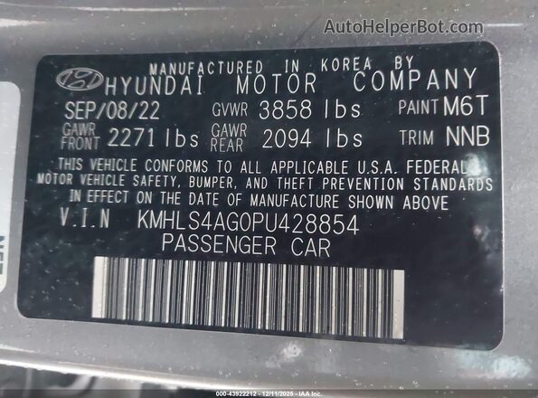KMHLS4AG0PU428854 2023 HYUNDAI ELANTRA Gray Engine compartment view